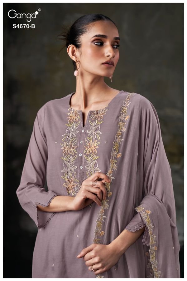 Ganga Fashion Piyasha S4670 Premium Pure Mul Suit S4670-B