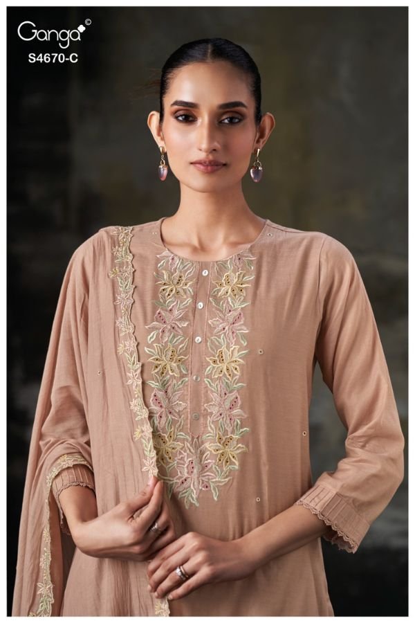 Ganga Fashion Piyasha S4670 Premium Pure Mul Suit S4670-C