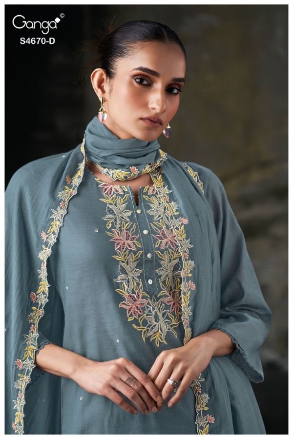 Ganga Fashion Piyasha S4670 Premium Pure Mul Suit S4670-D