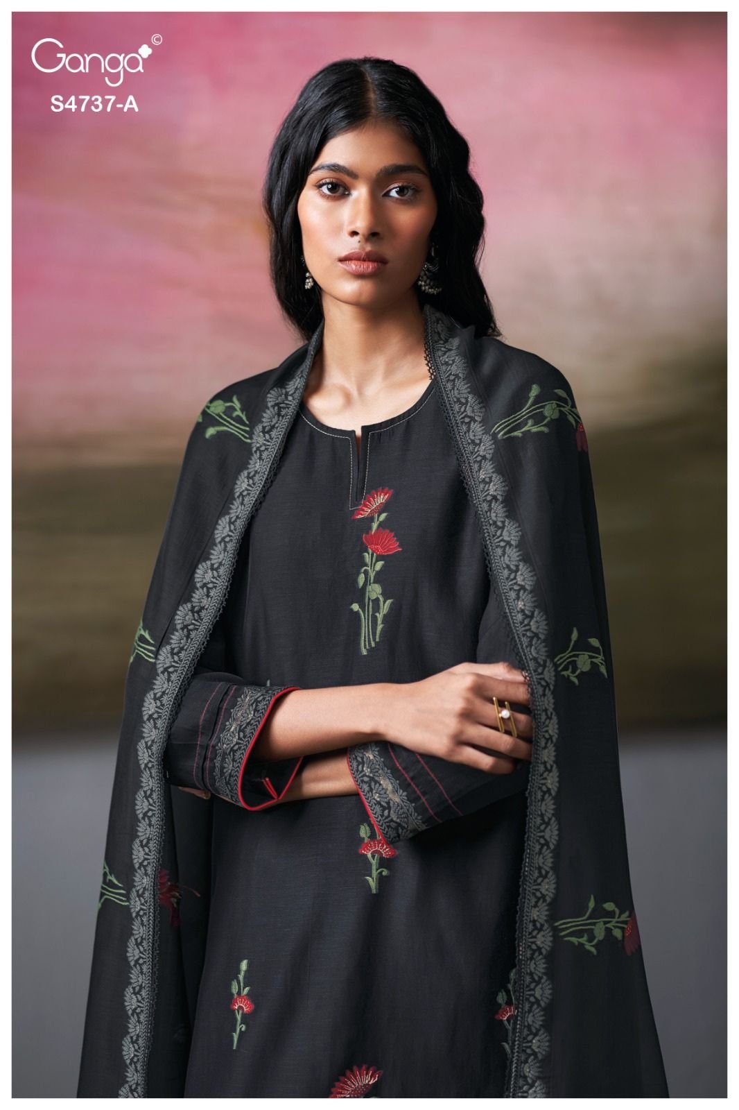 Ganga Fashion Qirisha S4737 Pure Mul Chanderi Suit S4737-A