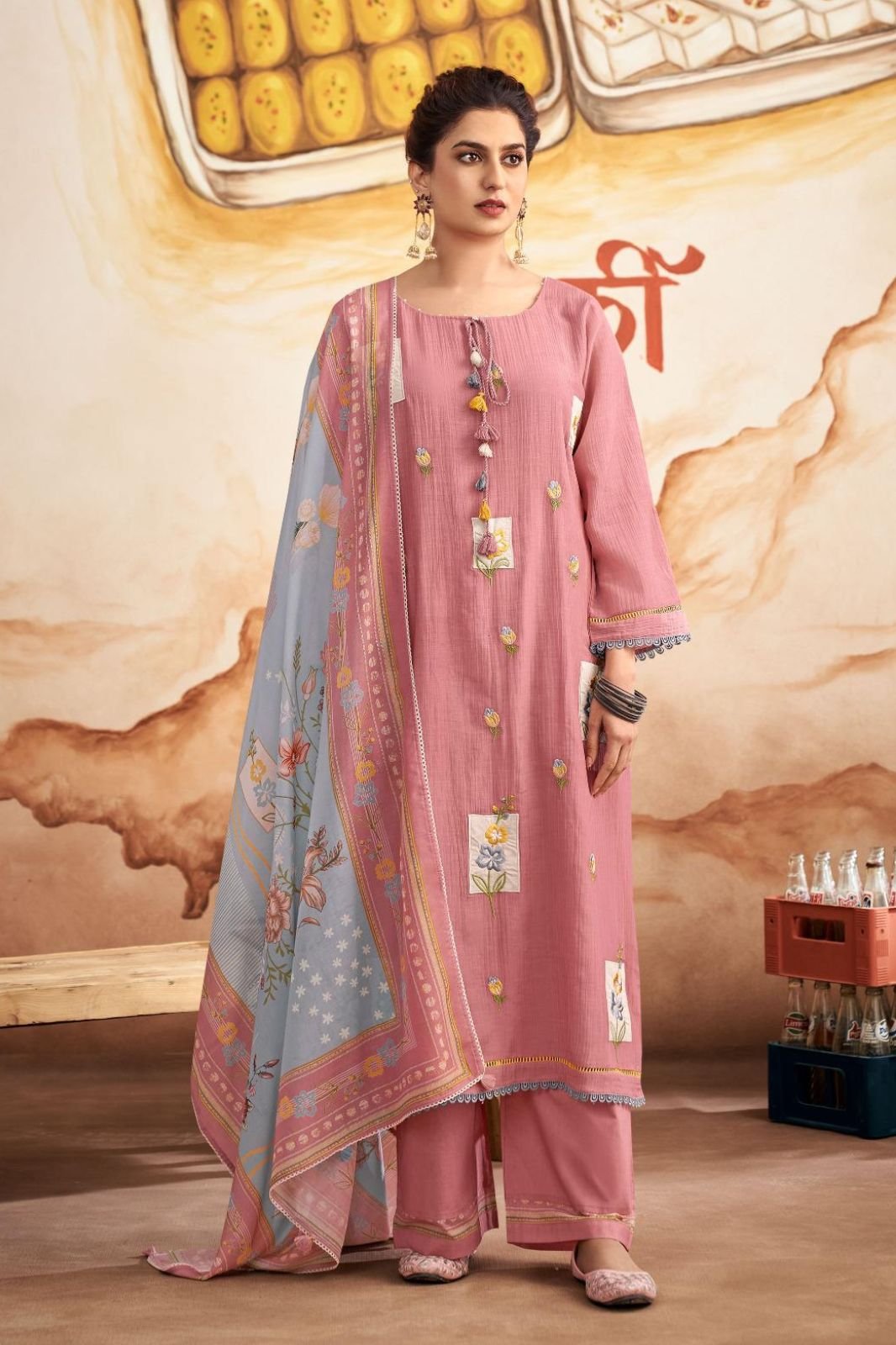 Jay Vijay Prints Barfi Mal Chanderi Ladies Suit 11021
