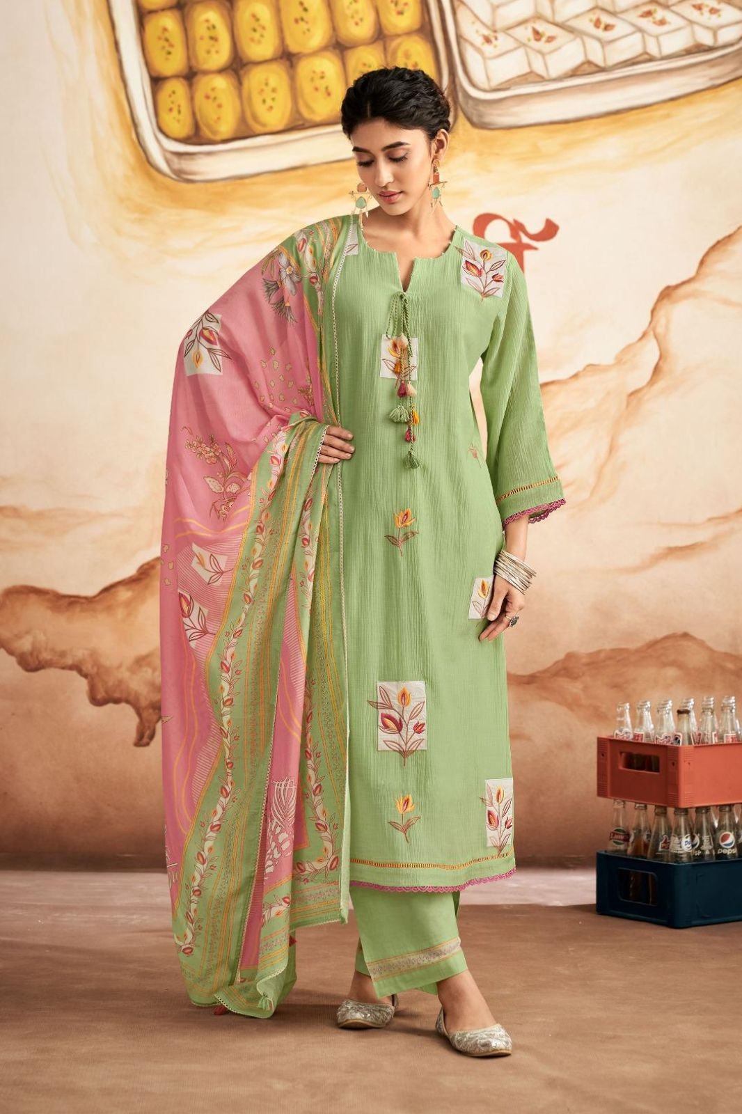 Jay Vijay Prints Barfi Mal Chanderi Ladies Suit 11022
