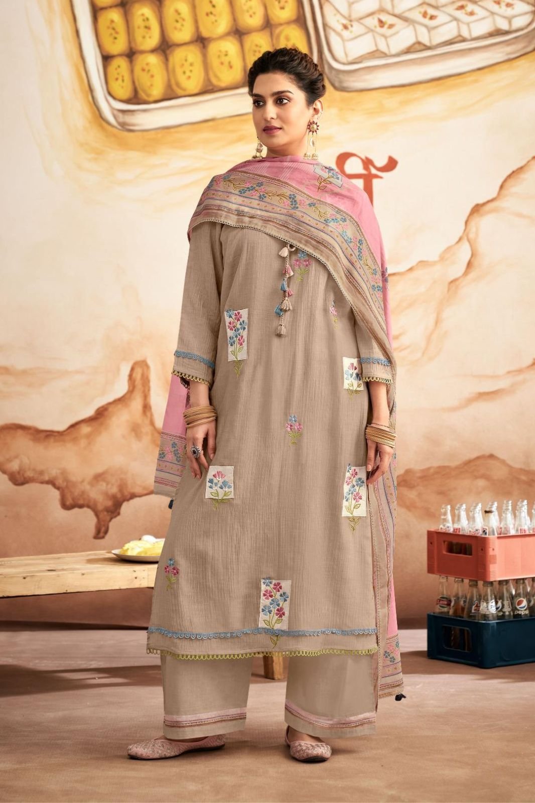 Jay Vijay Prints Barfi Mal Chanderi Ladies Suit 11023