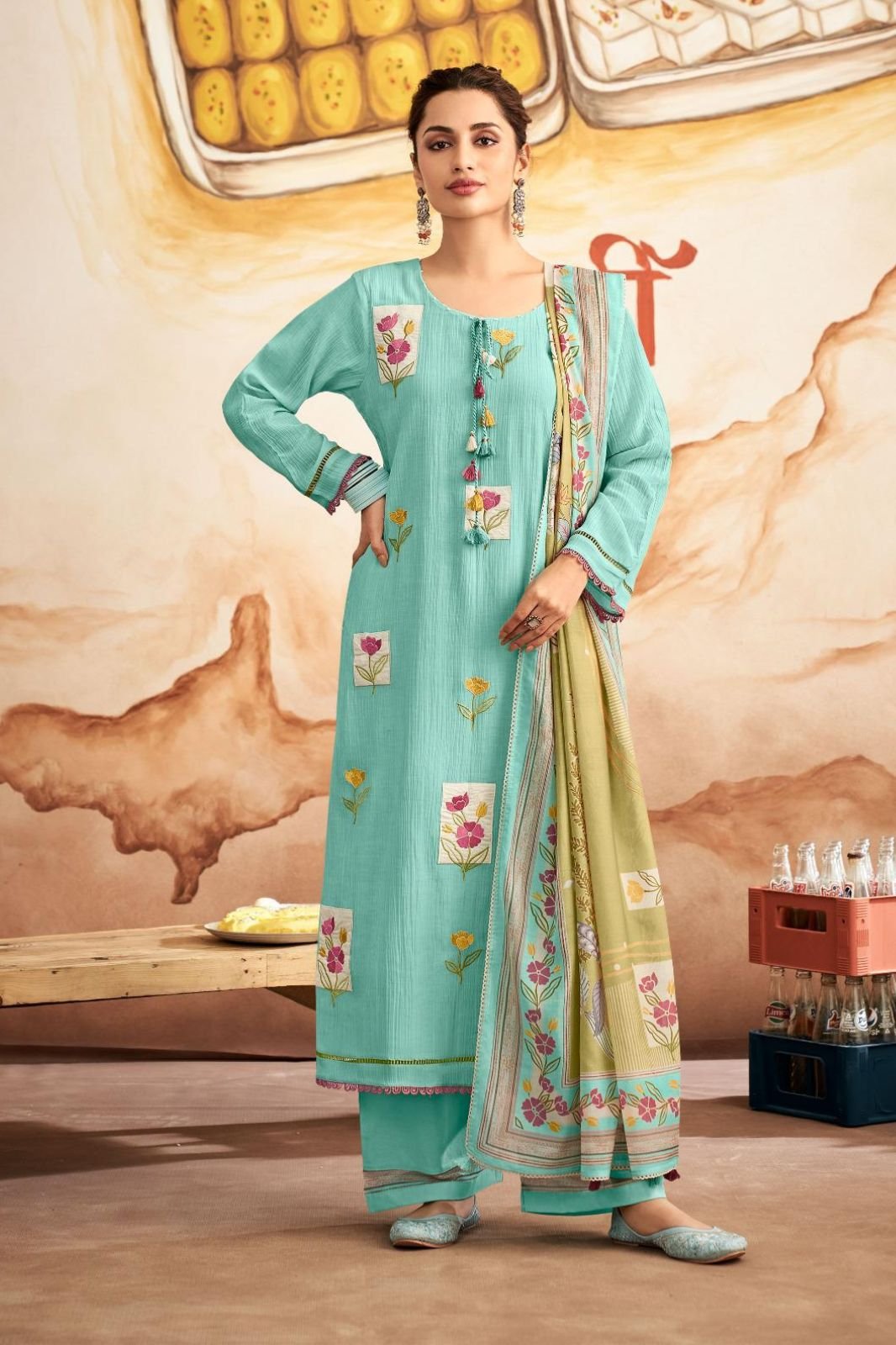 Jay Vijay Prints Barfi Mal Chanderi Ladies Suit 11024