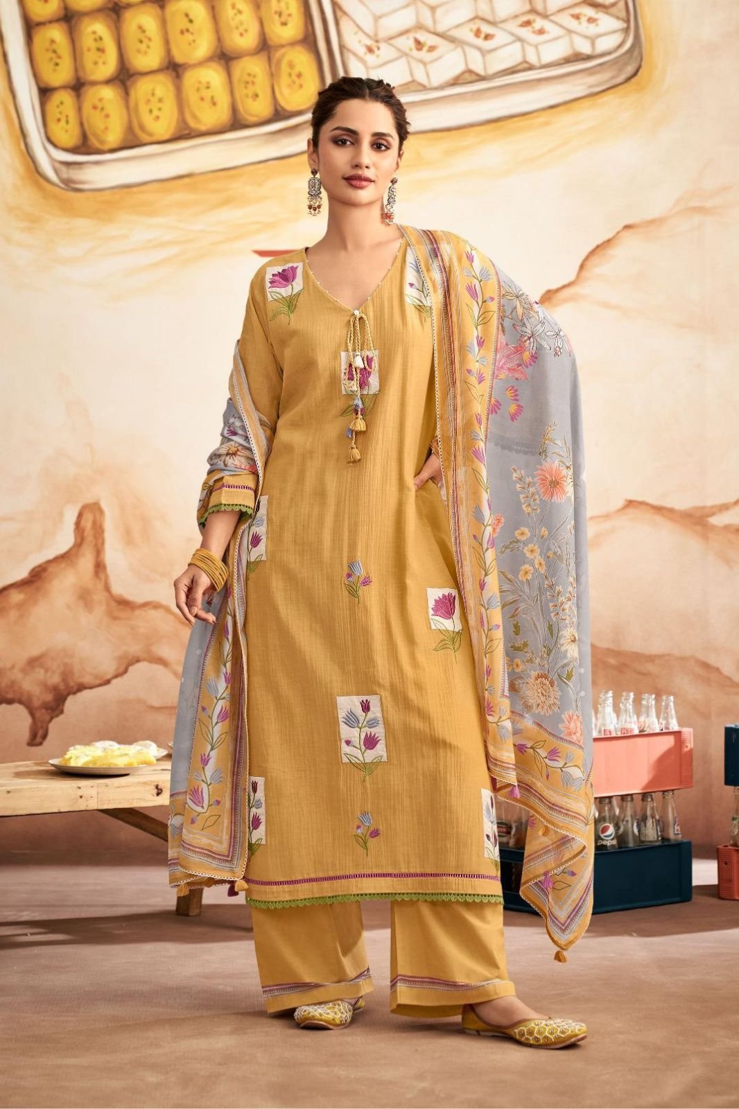 Jay Vijay Prints Barfi Mal Chanderi Ladies Suit 11026