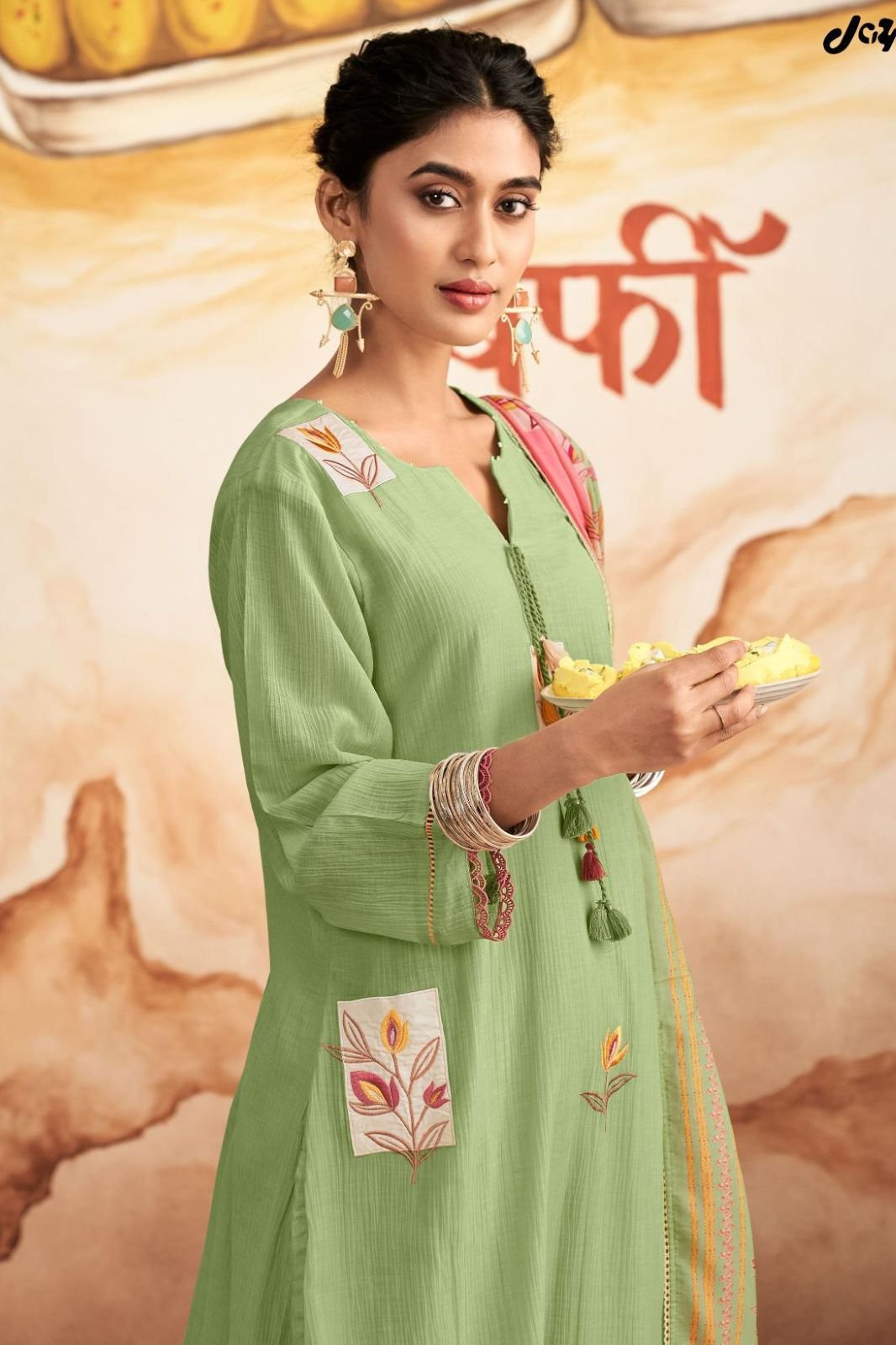 Jay Vijay Prints Barfi Mal Chanderi Ladies Suit 11022