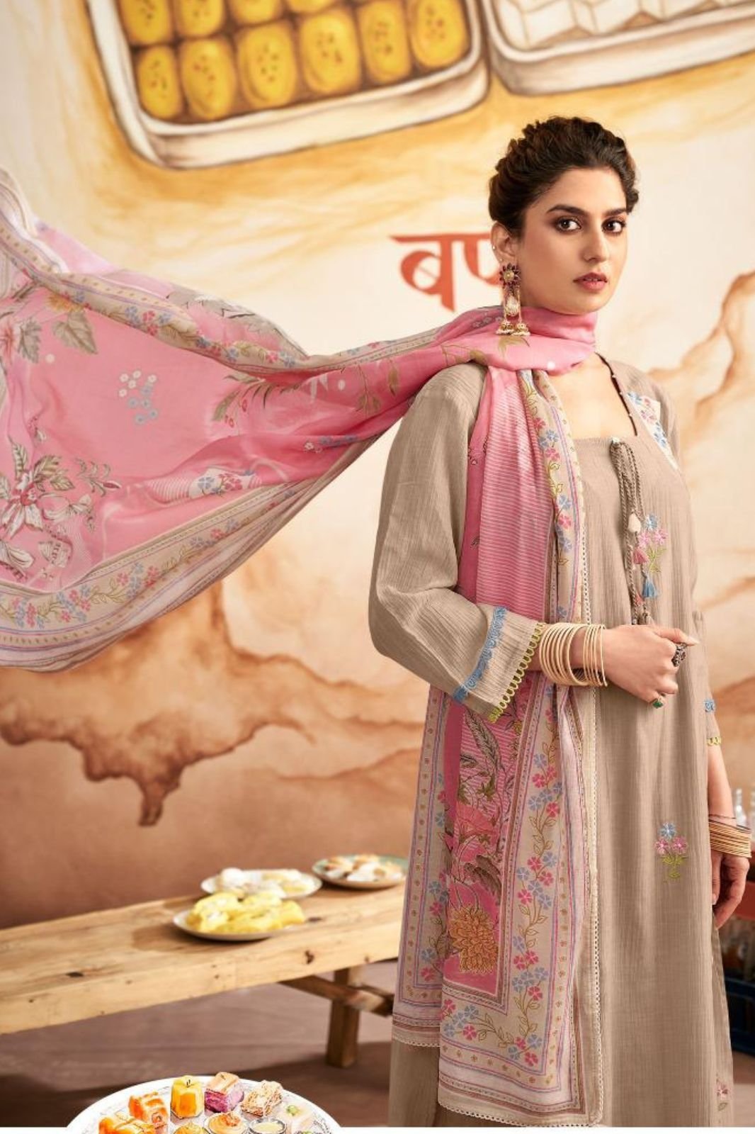 Jay Vijay Prints Barfi Mal Chanderi Ladies Suit 11023