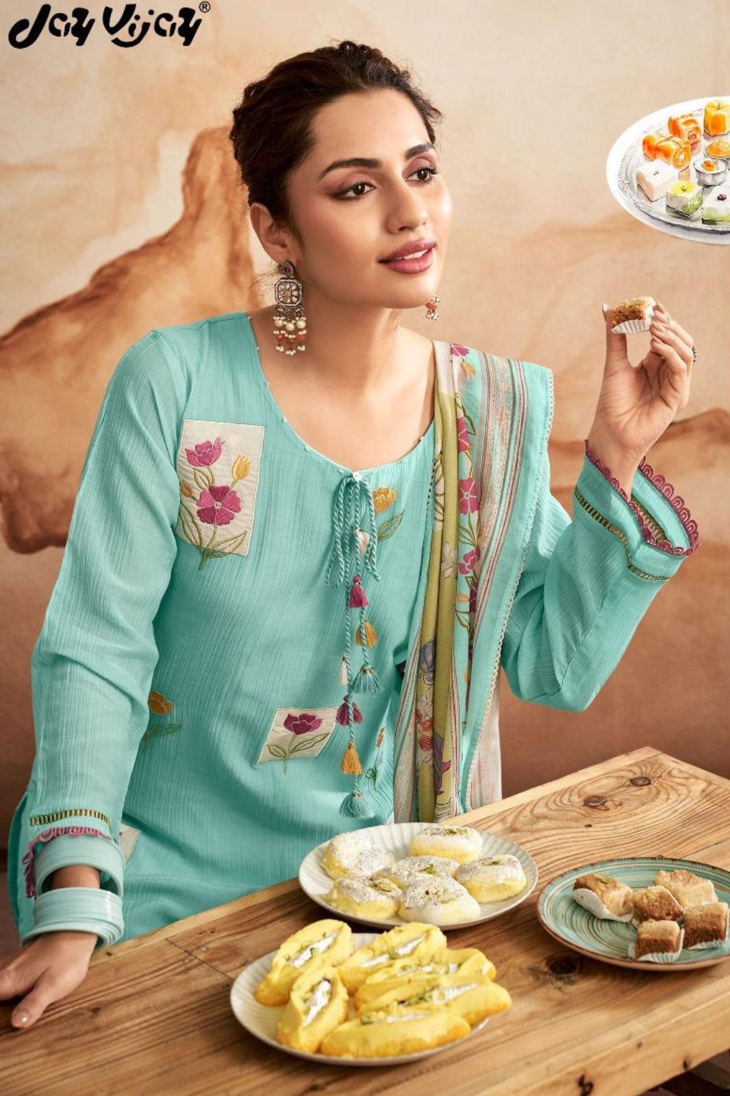 Jay Vijay Prints Barfi Mal Chanderi Ladies Suit 11024