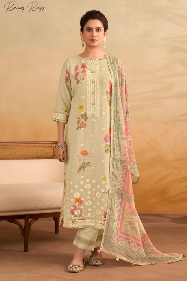 Jay Vijay Prints Rang Roop Pure Linen Salwar Suit 3291-D