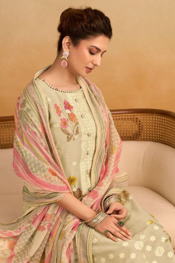 Jay Vijay Prints Rang Roop Pure Linen Salwar Suit 3291-D