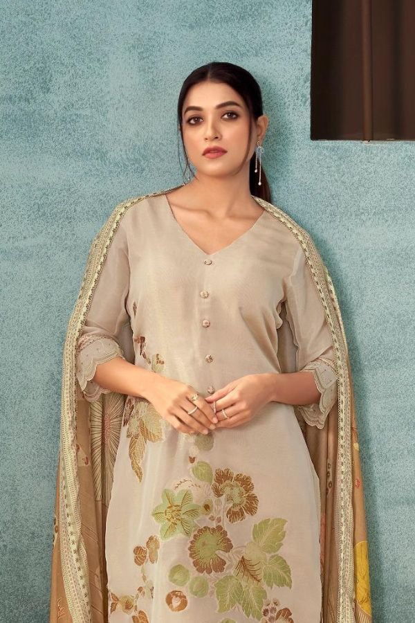 Jay Vijay Prints Sukoon Gul Mohr 3 Pure Tissue Suit 10871