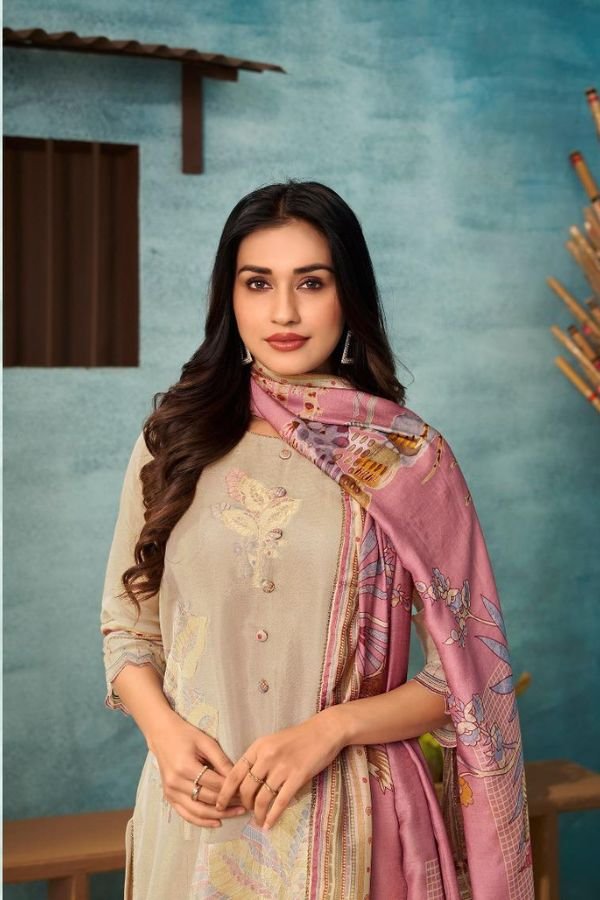 Jay Vijay Prints Sukoon Gul Mohr 3 Pure Tissue Suit 10872