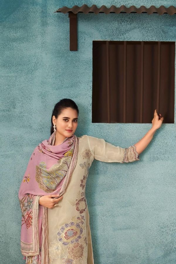 Jay Vijay Prints Sukoon Gul Mohr 3 Pure Tissue Suit 10874