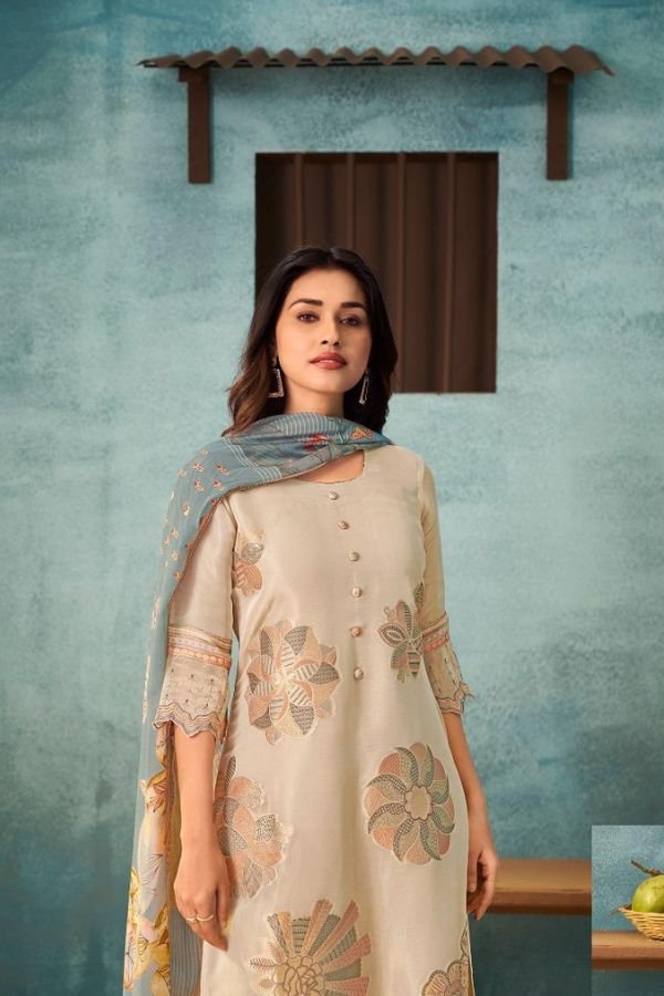 Jay Vijay Prints Sukoon Gul Mohr 3 Pure Tissue Suit 10875