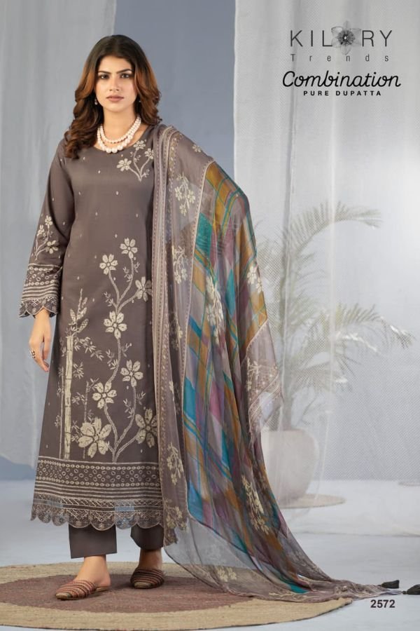 Kilory Trends Combination Pure Lawn Cotton Suit 2572