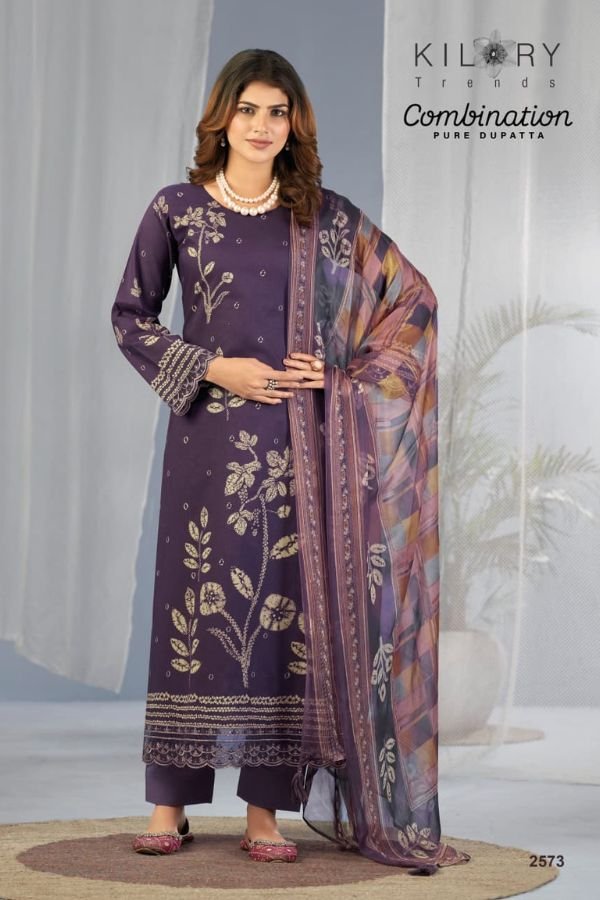 Kilory Trends Combination Pure Lawn Cotton Suit 2573