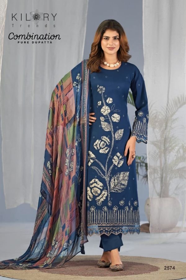 Kilory Trends Combination Pure Lawn Cotton Suit 2574