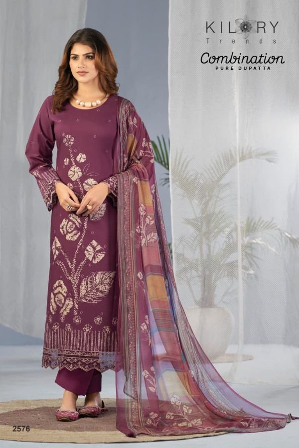 Kilory Trends Combination Pure Lawn Cotton Suit 2576