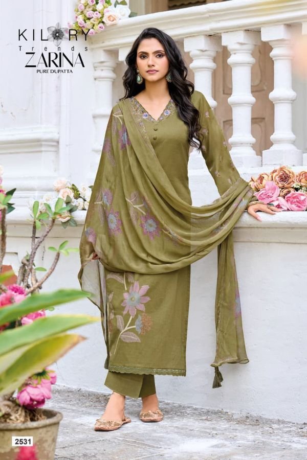 Kilory Trends Zarina Dobby Lawn Cotton Ladies Suit 2531
