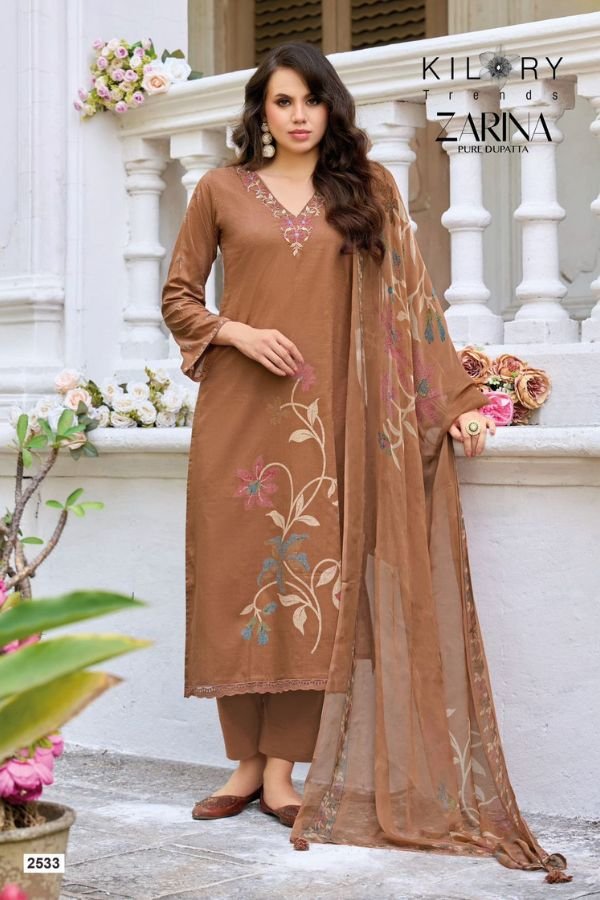 Kilory Trends Zarina Dobby Lawn Cotton Ladies Suit 2533
