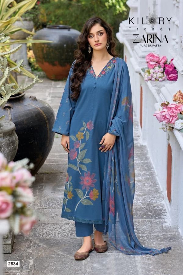 Kilory Trends Zarina Dobby Lawn Cotton Ladies Suit 2534