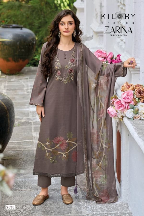 Kilory Trends Zarina Dobby Lawn Cotton Ladies Suit 2535