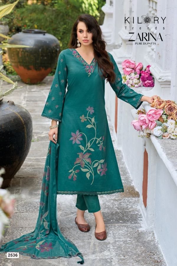Kilory Trends Zarina Dobby Lawn Cotton Ladies Suit 2536