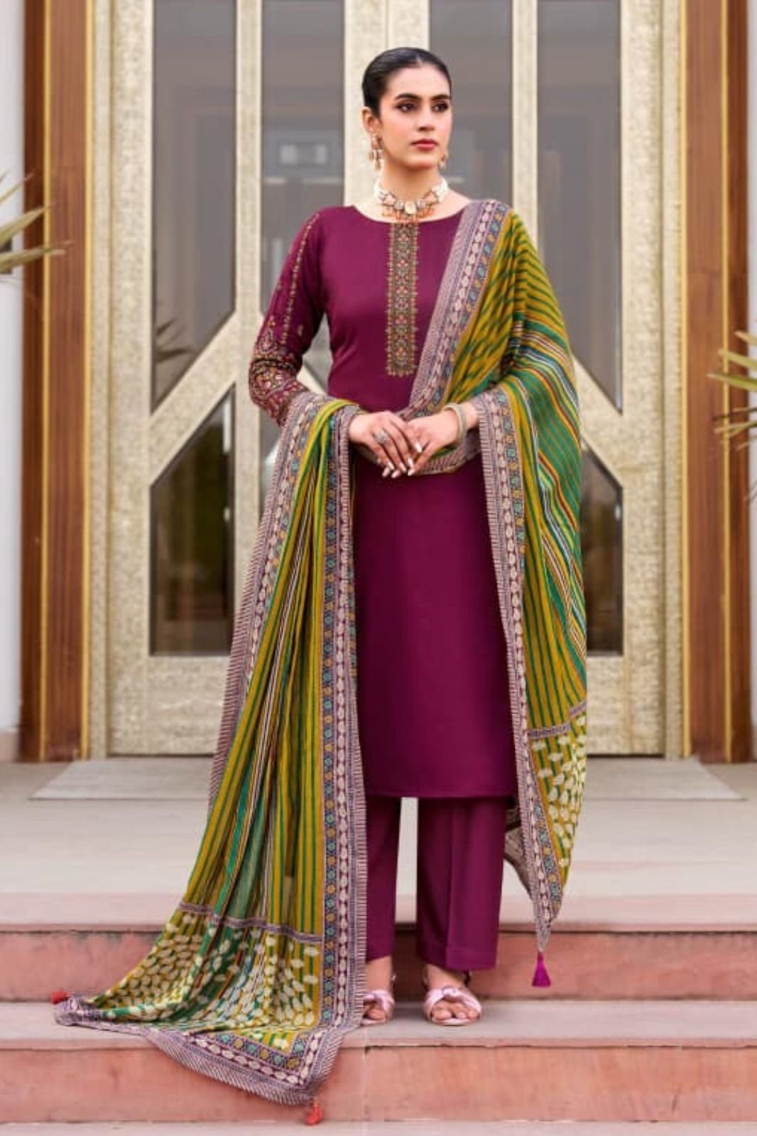 Mumtaz Arts Jamdani Jam Ladies Unstitched Suit 1003