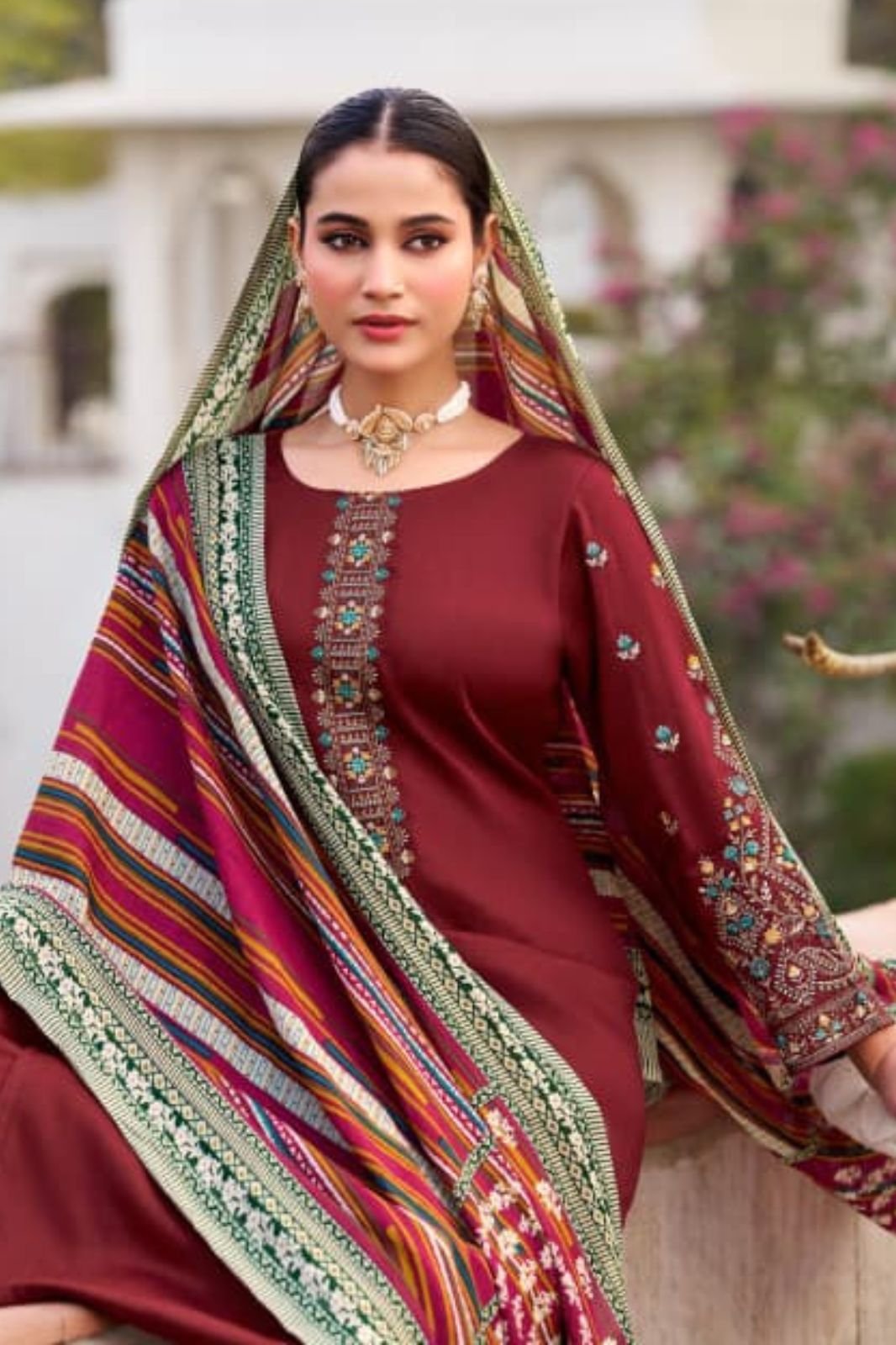 Mumtaz Arts Jamdani Jam Ladies Unstitched Suit 1002