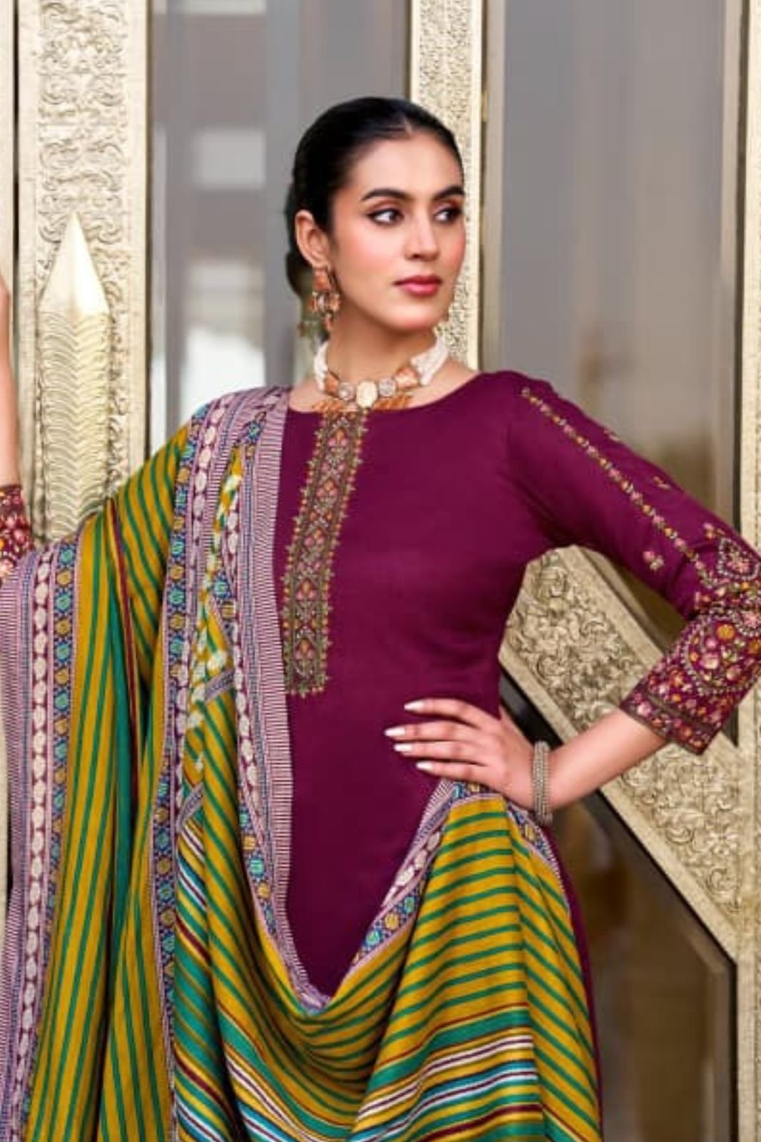 Mumtaz Arts Jamdani Jam Ladies Unstitched Suit 1003