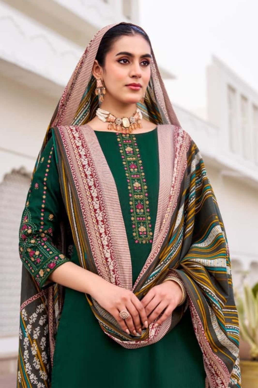 Mumtaz Arts Jamdani Jam Ladies Unstitched Suit 1005