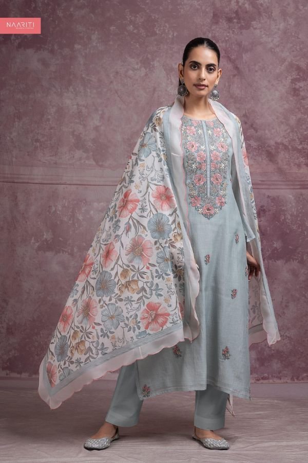 Naariti Rija Mul Chanderi Unstitched Ladies Suit AGOG-01