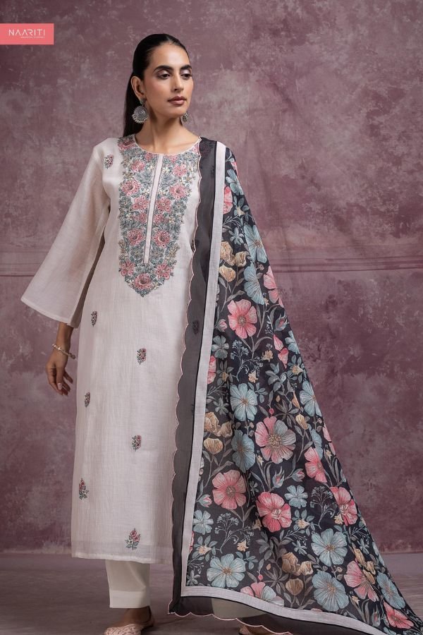 Naariti Rija Mul Chanderi Unstitched Ladies Suit AGOG-02