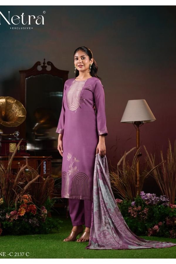 Netra Exclusive Aarna 6 Muslin Ladies Suit NE-C 2137 C