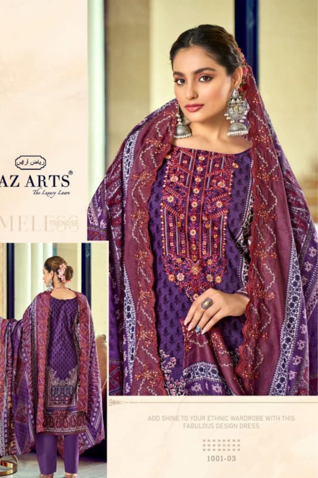 Riaz Arts Bin Saeed Cotton Camric Lawn Ladies Suit 1001-03