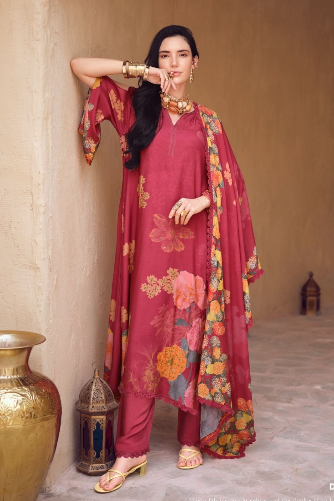 Sanaz Dark Petals Muslin Ladies Salwar Suit DP-1501
