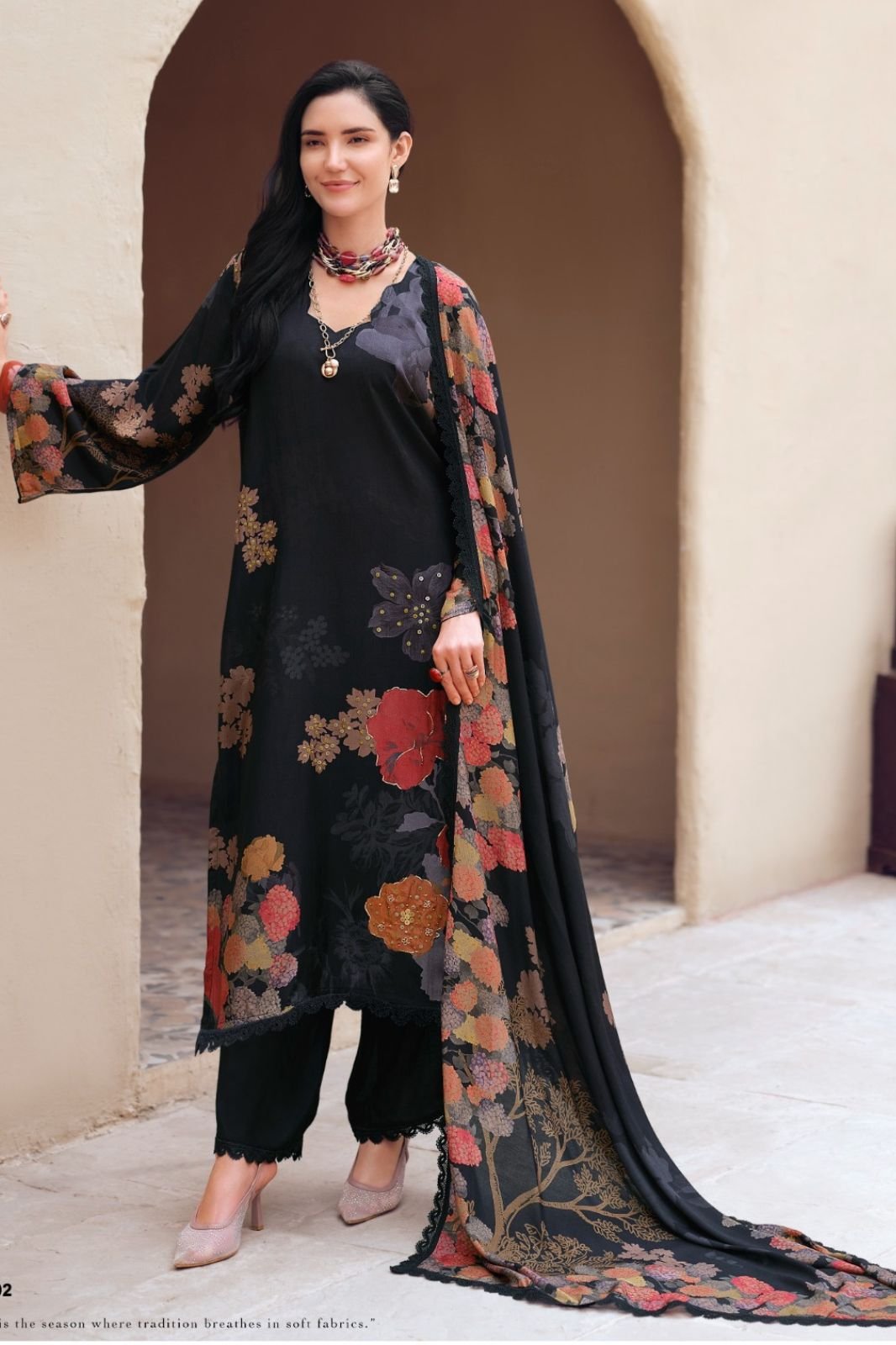 Sanaz Dark Petals Muslin Ladies Salwar Suit DP-1502