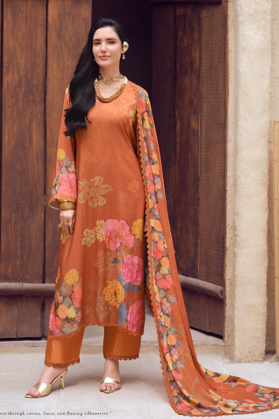 Sanaz Dark Petals Muslin Ladies Salwar Suit DP-1503