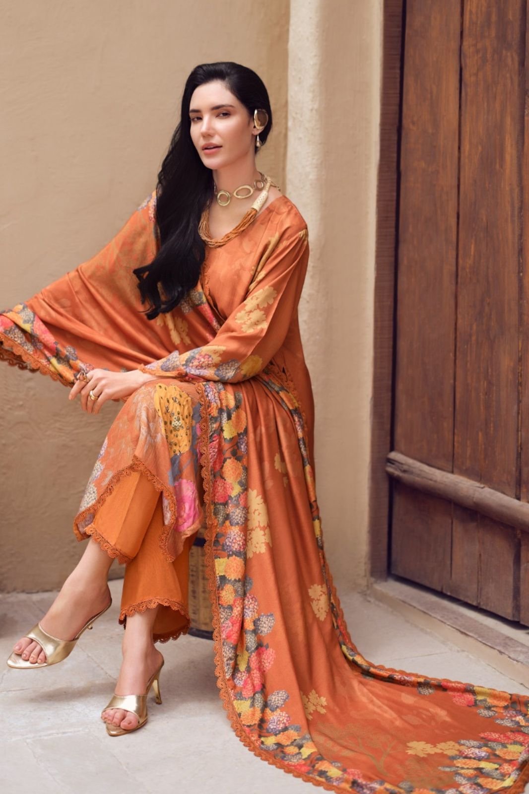 Sanaz Dark Petals Muslin Ladies Salwar Suit DP-1503