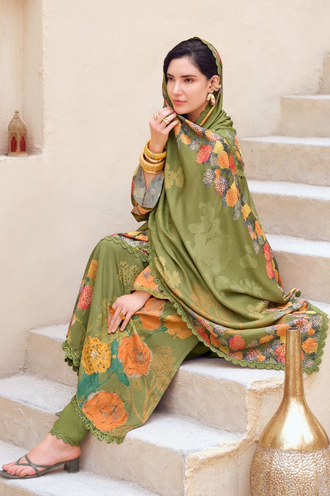 Sanaz Dark Petals Muslin Ladies Salwar Suit DP-1504