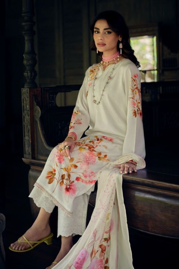 Varsha Fashion Ivory Gold Muslin Ladies Salwar Suit IG-01