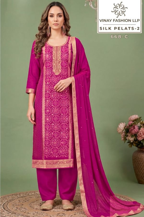 Vinay Fashion Kuleesh Silk Petals 2 Salwar Suit 668-C