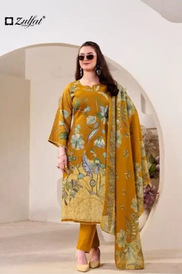 Zulfat Designer Studio Nasreen Jam Cotton Satin Suit 678-002