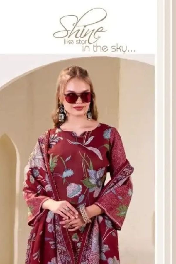 Zulfat Designer Studio Nasreen Jam Cotton Satin Suit 678-003