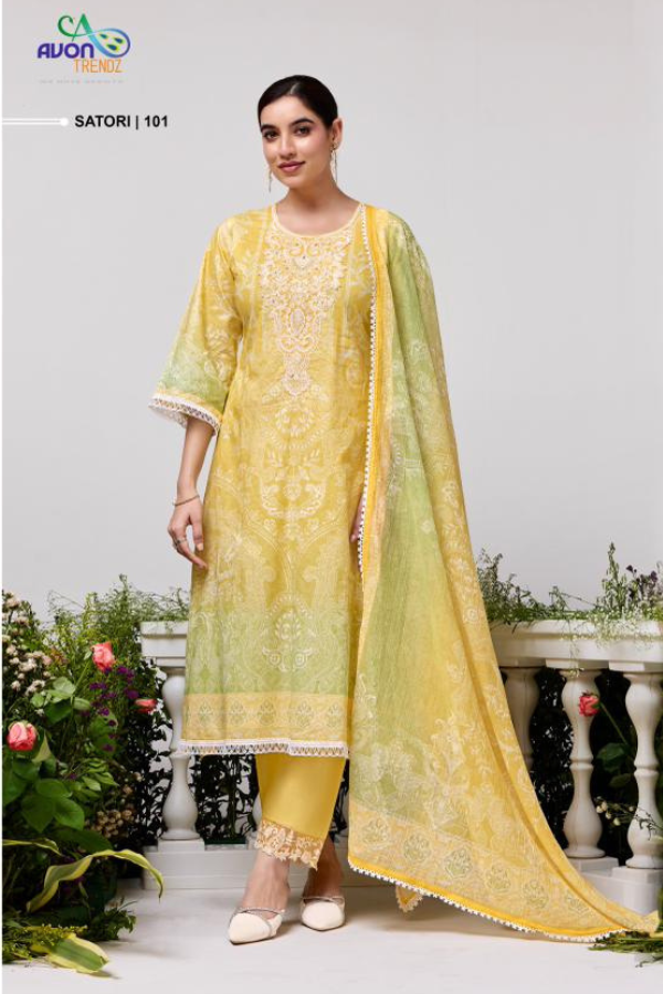 Avon Trendz Satori Superior Lawn Cotton Ladies Suit 101