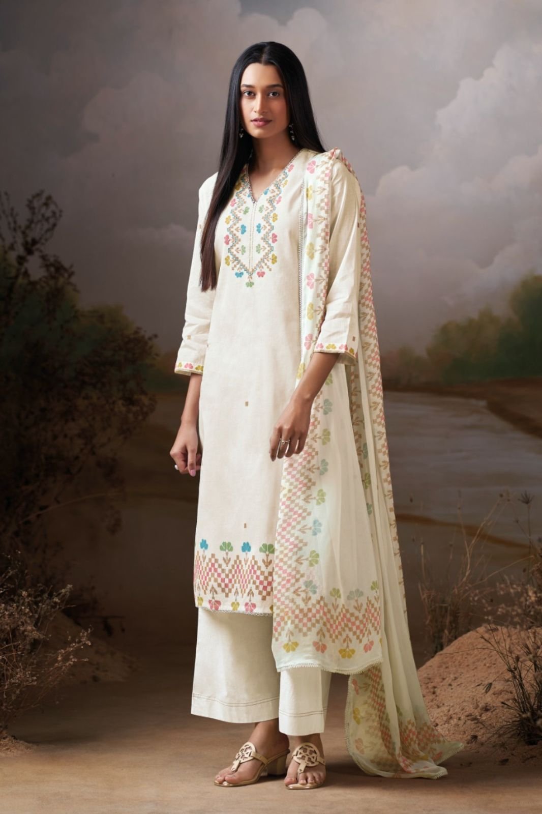 Ganga Fashion Cosima S4788 Premium Organdy Mul Suit S4788-D