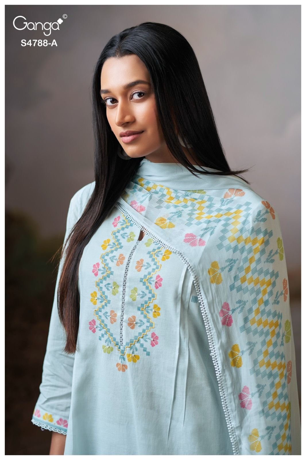 Ganga Fashion Cosima S4788 Premium Organdy Mul Suit S4788-A