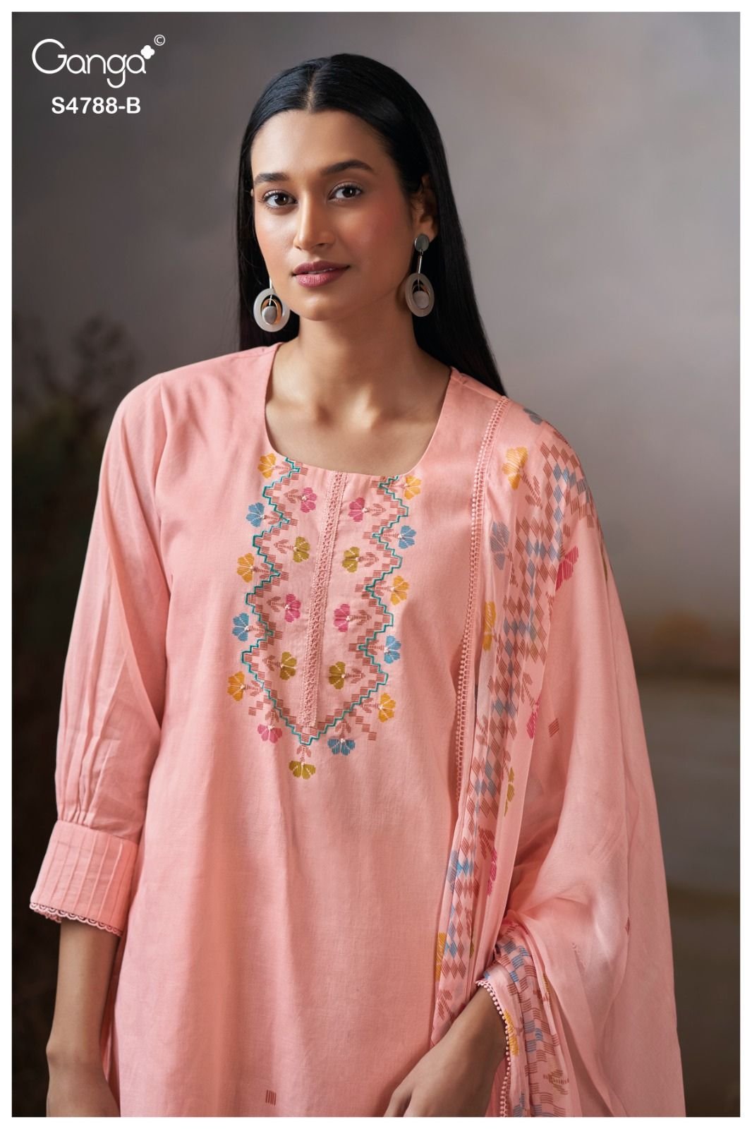 Ganga Fashion Cosima S4788 Premium Organdy Mul Suit S4788-B