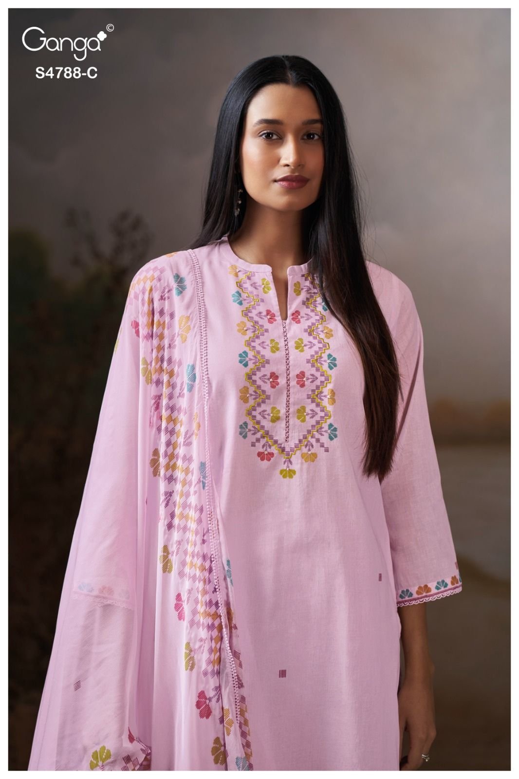 Ganga Fashion Cosima S4788 Premium Organdy Mul Suit S4788-C