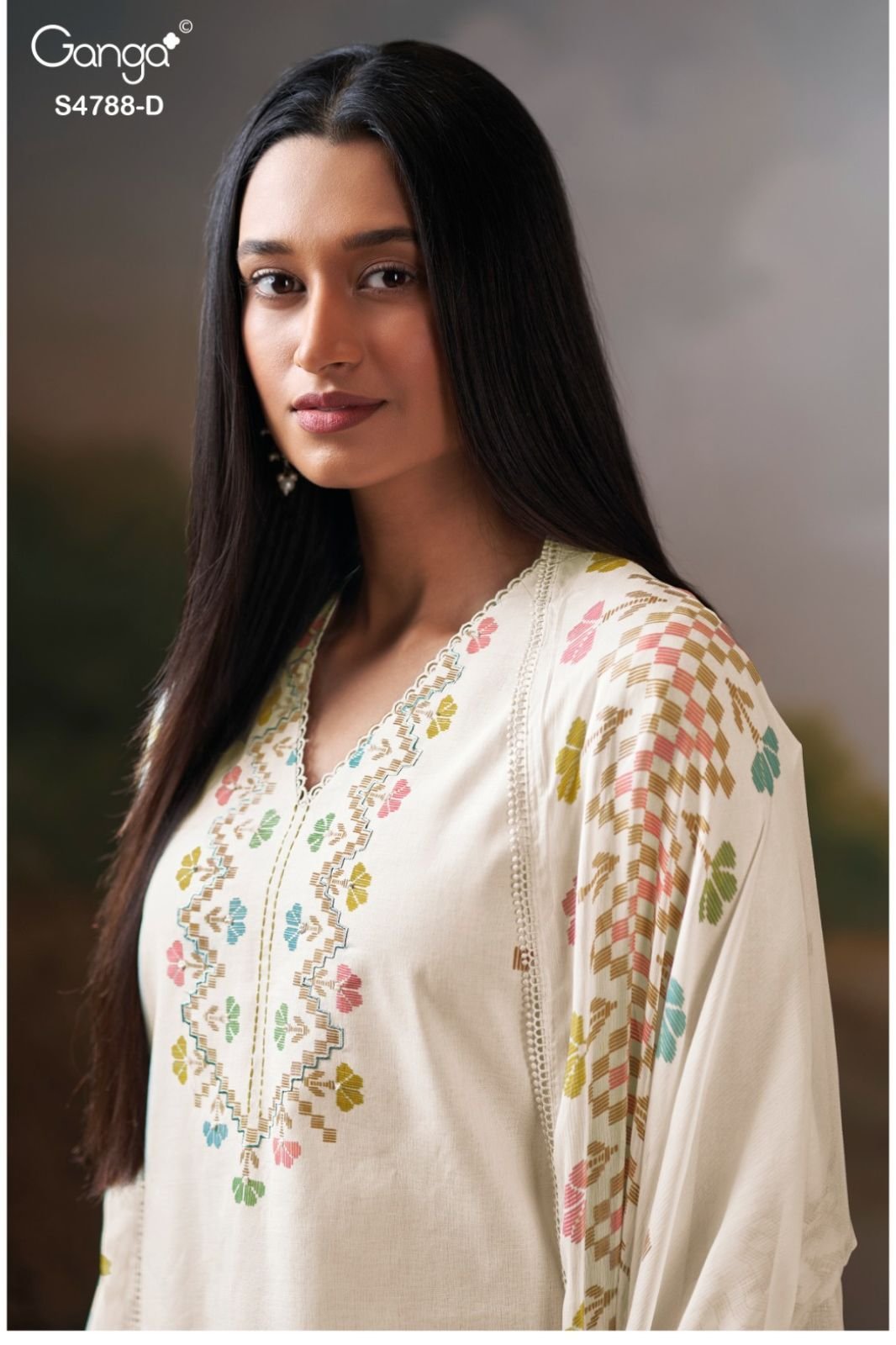 Ganga Fashion Cosima S4788 Premium Organdy Mul Suit S4788-D